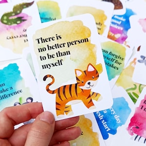 Printable Children's Positive Affirmation Cards | Set of 32 Kids Affirmation Cards | Digital Download | Encouragement Cards for Kids | PDF