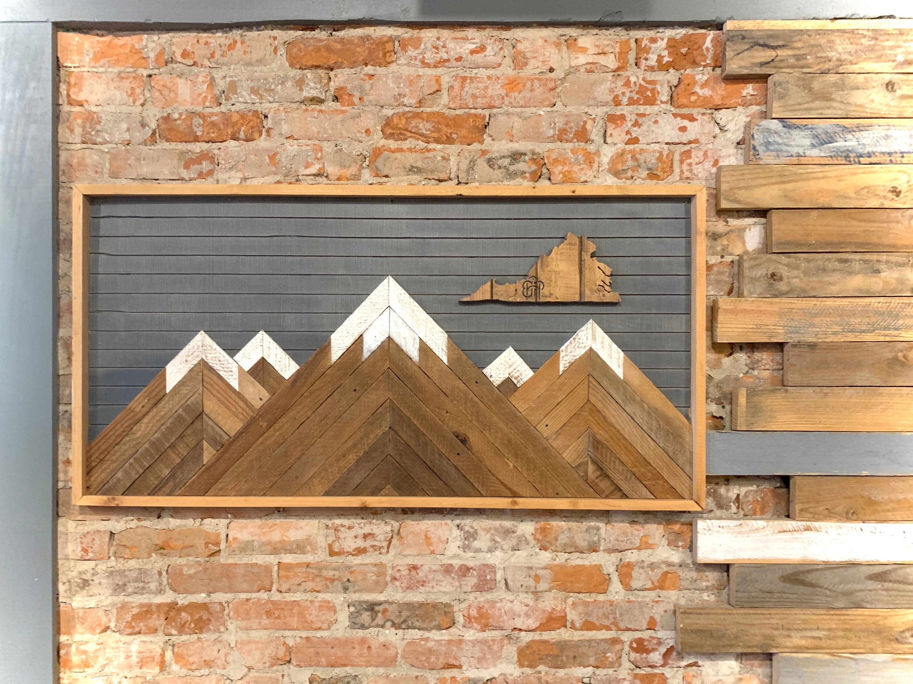 Rustic State Design Wood Mountain Art Mountain Wood Wall Etsy