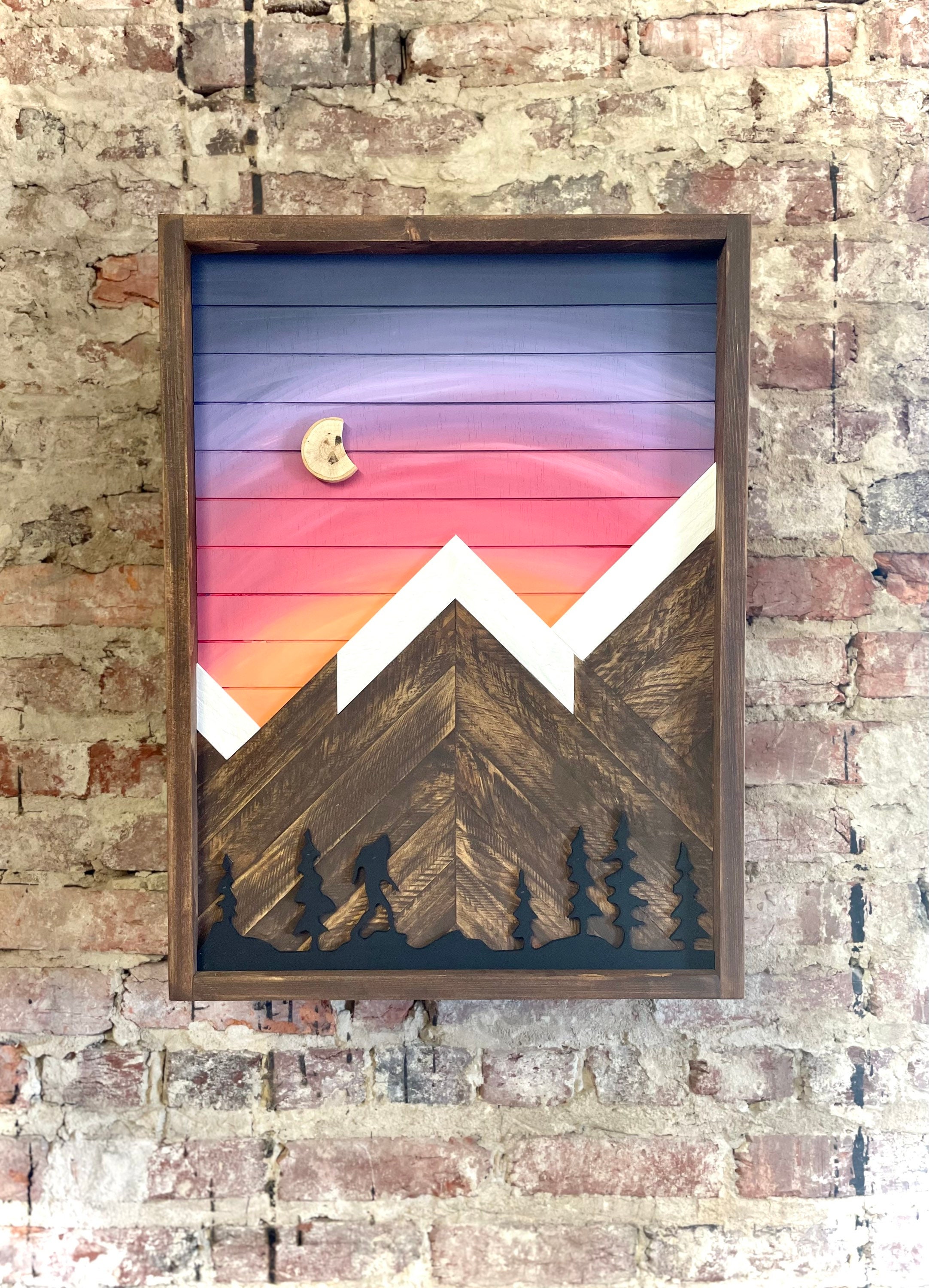 Rustic Mountain Cabinet 17”x20”or 24”x18”(Single Door)Sunset Trees Mountain Art - Bathroom Cabinet-Liquor Cabinet - Rustic Cabinet -Medicine