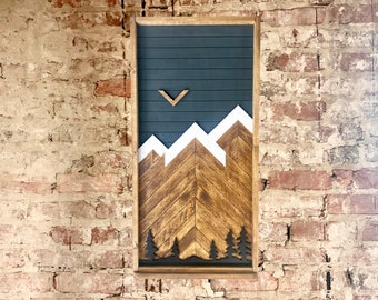 Rustic Electrical Panel Cover - Carbon Gray Mountain with trees - Custom Sizes Available -Breaker Box Panel Cover - Wall Decor - Modern art