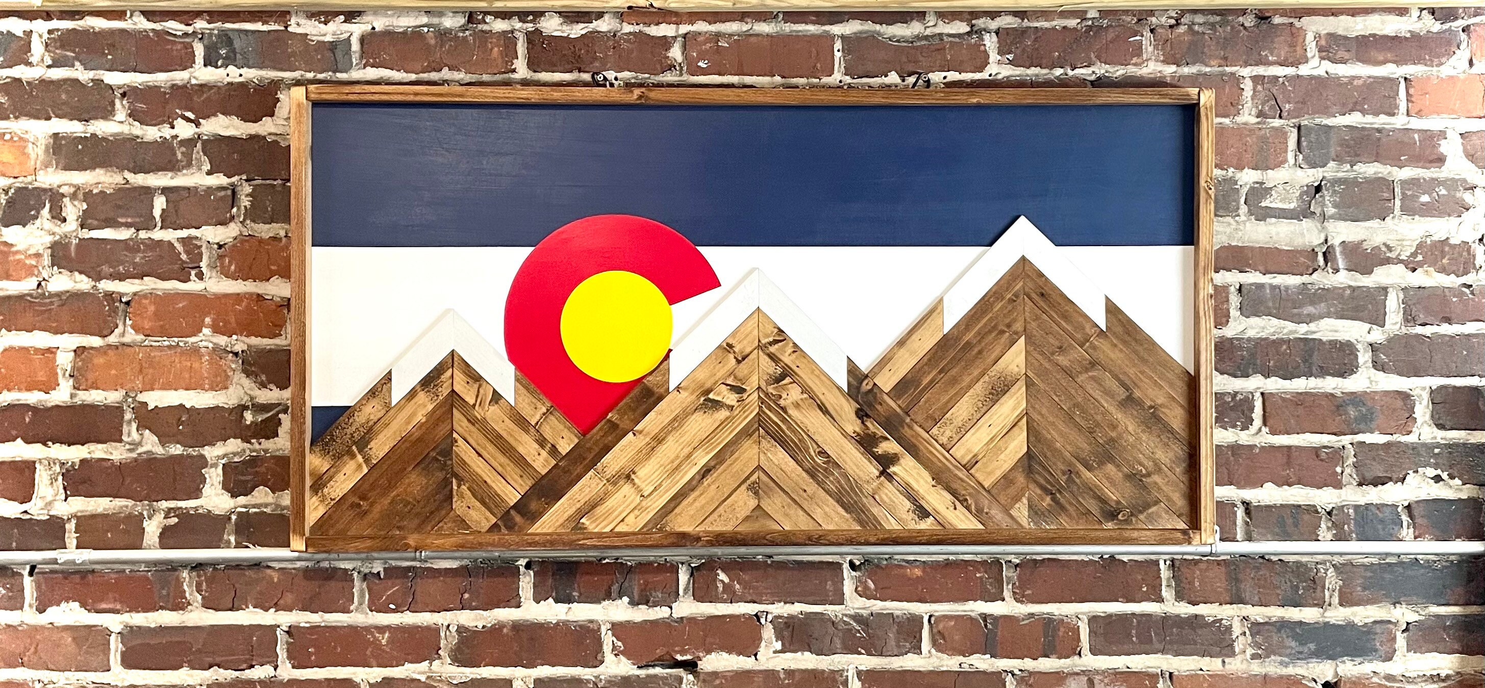 Rustic Colorado Flag Mountain Wood Wall Art Wall Decor Etsy