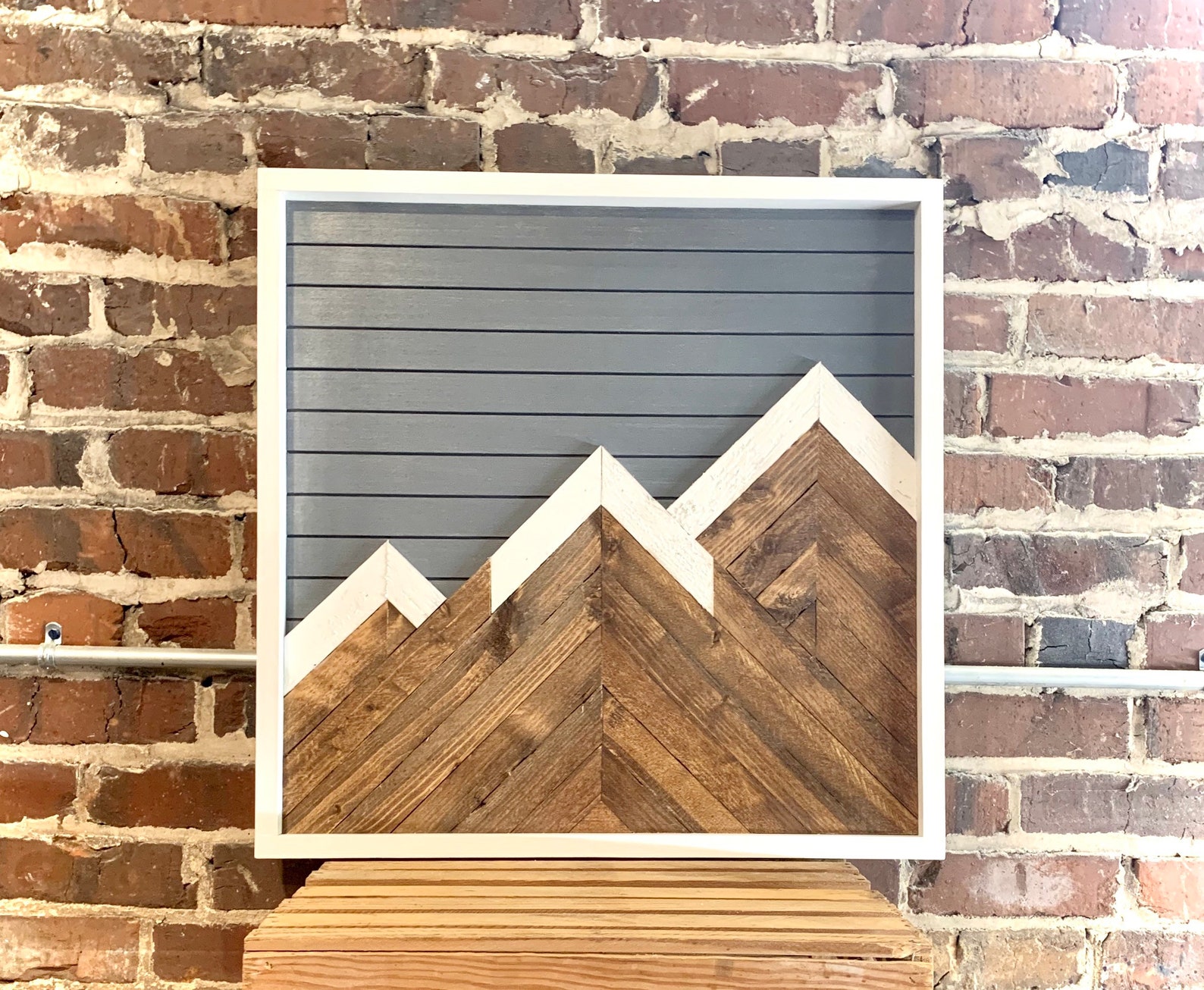 Rustic Mountain Wood Wall Art 24x24 Mountain Wood Wall Etsy