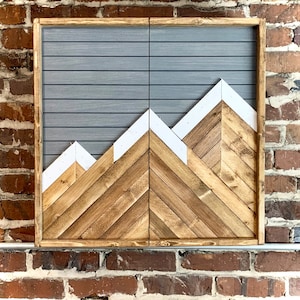 Rustic Mountain Cabinet - Gray Mountain Art- Bathroom Cabinet - Bar Cabinet- Liquor Cabinet - Home Decor - Rustic Cabinet