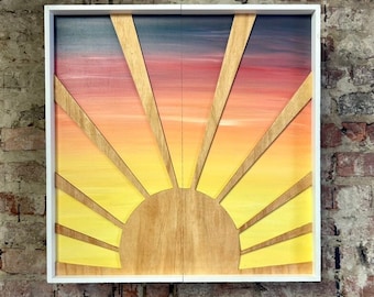 Outdoor Rustic Dartboard Cabinet - Rustic Sun Art  24”x24” - Sun Artwork - Rustic Cabinet - Game Room / Man Cave Art - Wall Decor - Cabinet