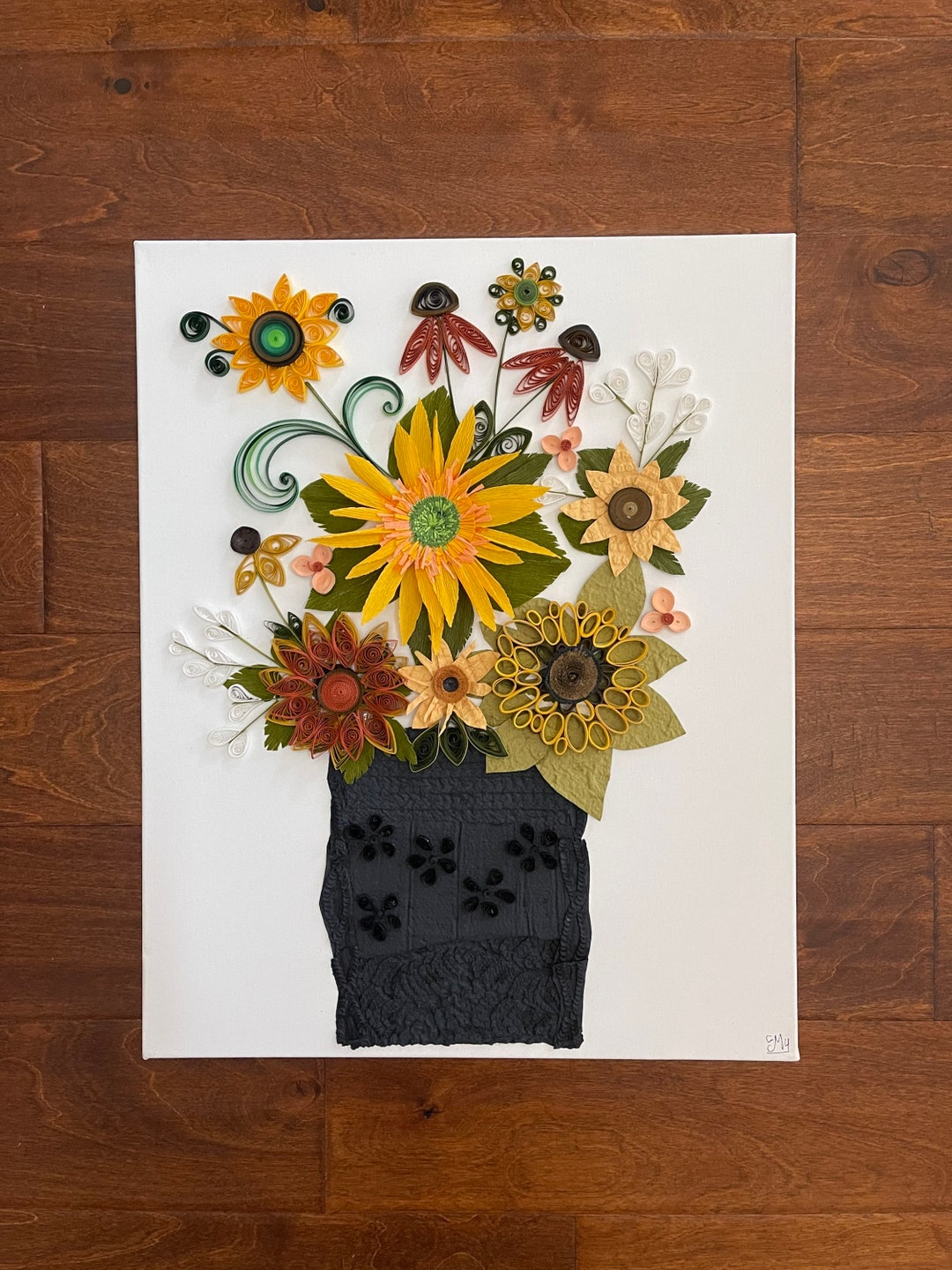 Quilled Sunflowers Rolled Paper Crepe Paper and Recycled Etsy