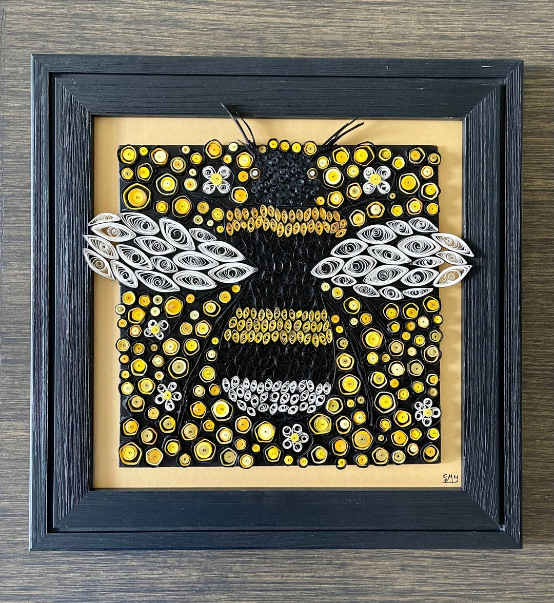 Quilled Mosaic Bumble Bee. Quilled Bumble Bee Framed in 15x15 Etsy