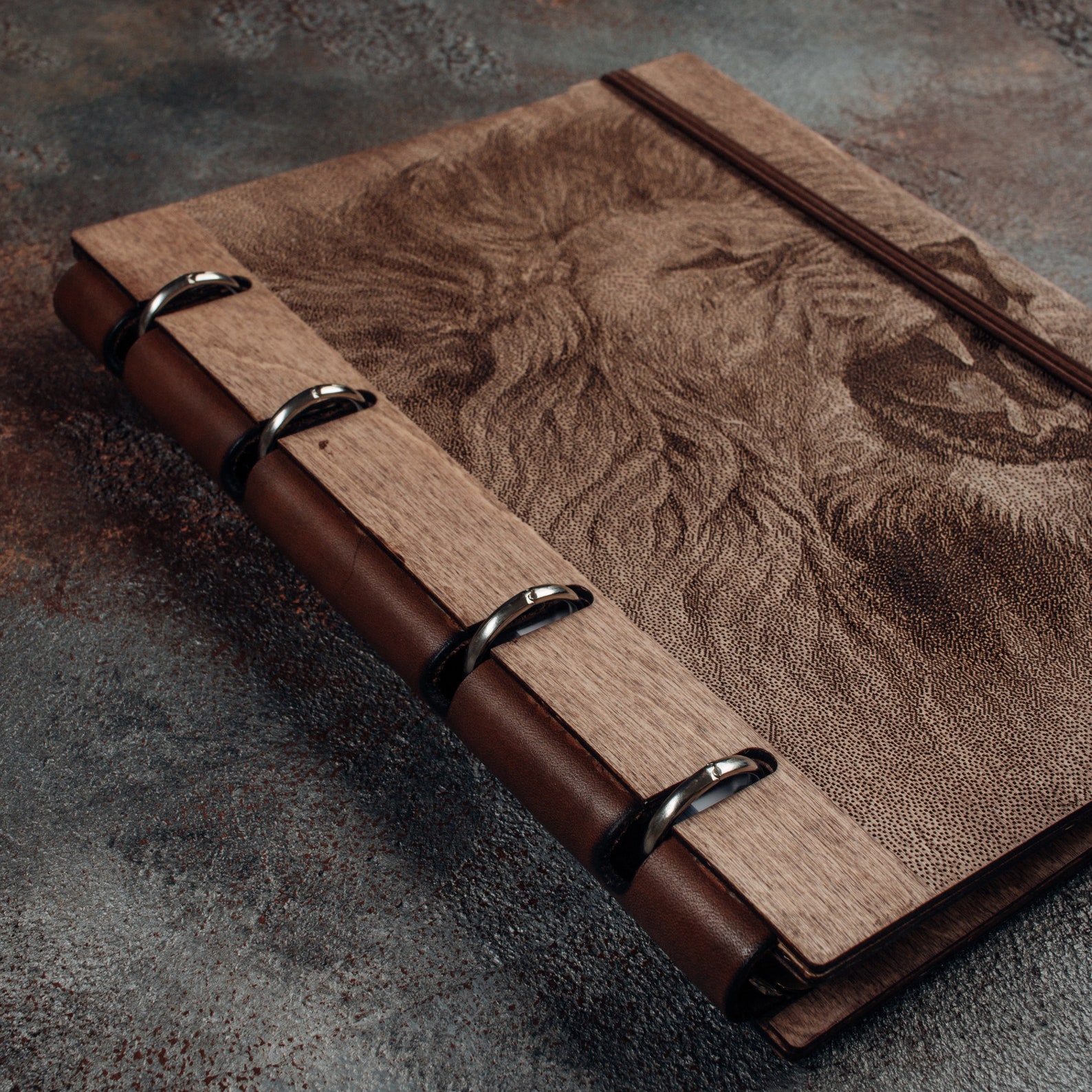 Leo А5 wooden Journal Leather binding wooden Notebook Etsy