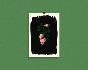 Dunkle botanische Illustration A4 Kunstdruck
