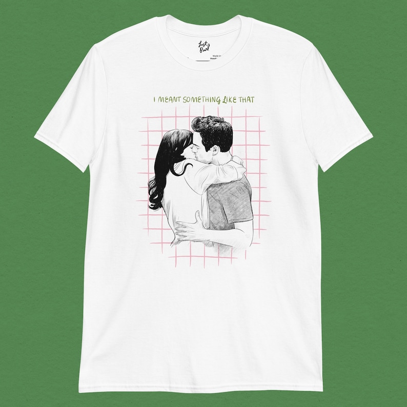 Nick & Jess Kiss I meant something like that White Unisex T-Shirt image 1