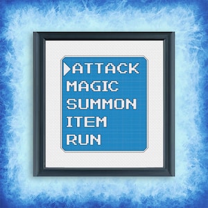Final Fantasy Battle Menu Cross Stitch Pattern
