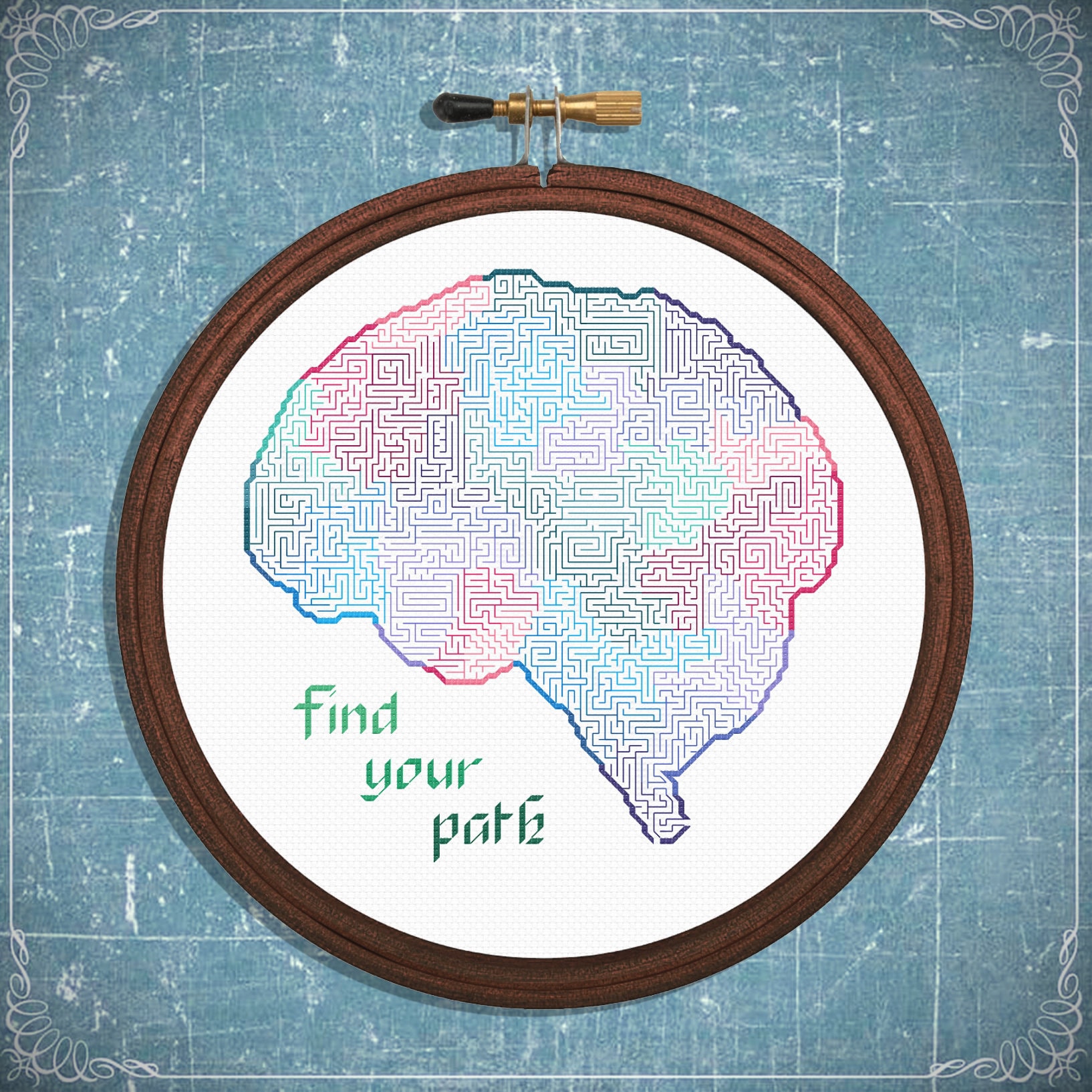 Brain Maze Digital Cross Stitch Pattern - Etsy