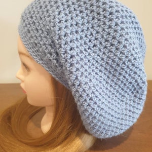 Light Blue | Crochet Slouchy | Winter Beanie | Dreadlock Beanie | Rasta Hat | Big Oversized Beanie | Dread Cap | XL Dome Tam