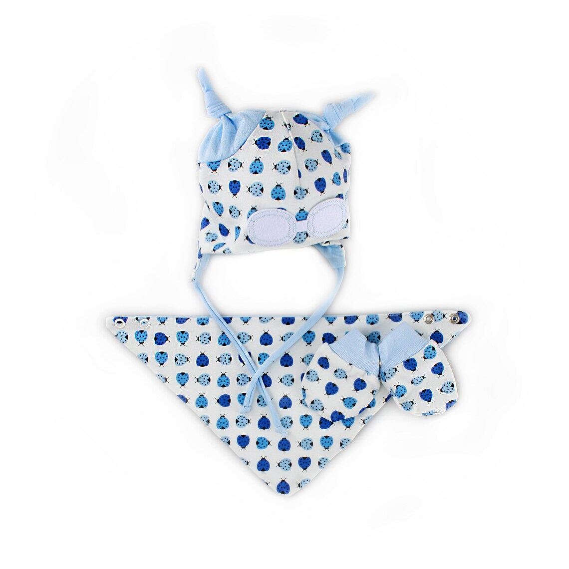 Baby Boy Gift Set/blue Hat Bib and Mittens Set/baby Boy - Etsy