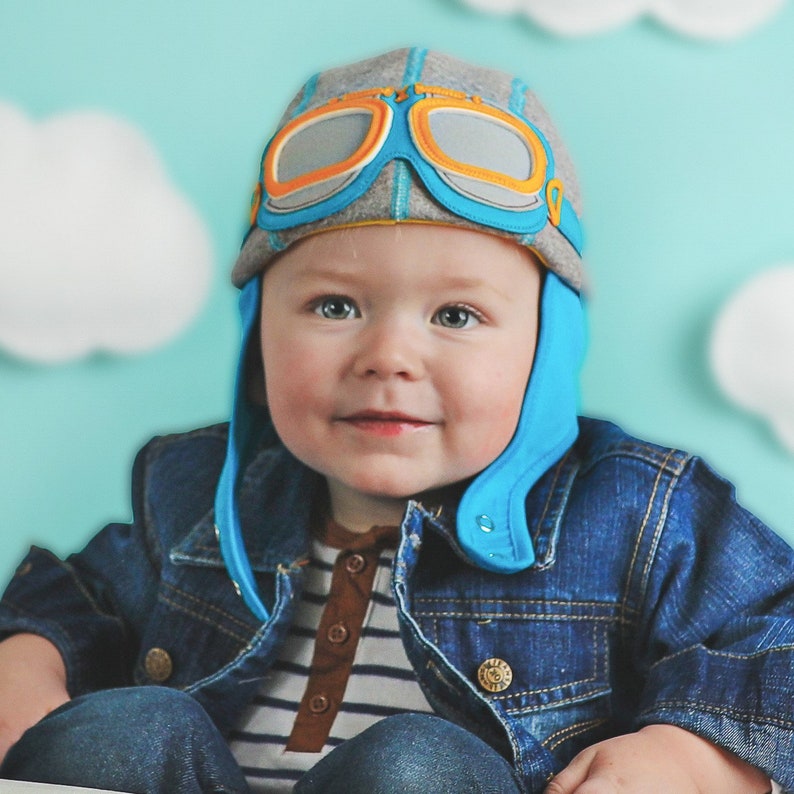 Baby Pilot Hat Bib and Gloves Gift Set/ Baby Aviator Hat/ New Etsy