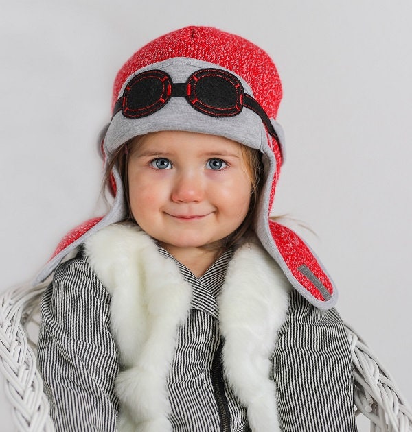 Baby Winter Pilot Hat and Gloves Set/kids Winter Hat and Gloves Set