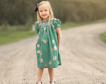 Emerald Green Bishop Smocked Dress