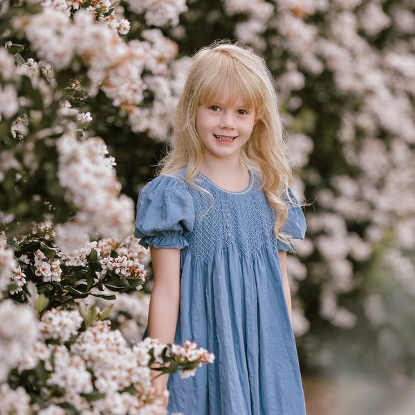 Blue Smocked Dress 'Iris'