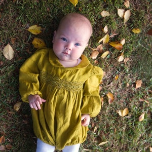 Mustard Linen Romper