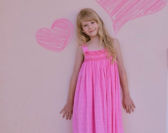 Pink Strap Smocked Dress