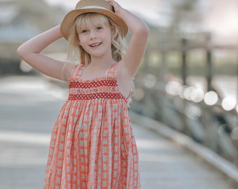 Gorgeous Thick Strap Orange Smocked Dress