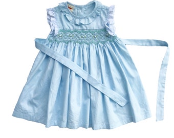 Blue Lace Smocked Dress