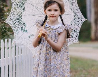 Bishop Blue Butterfly Smocked Dress