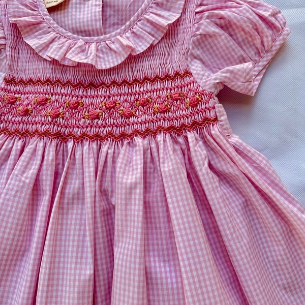 Pink Gingham Smocked Dress