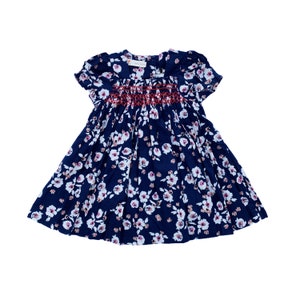 Navy Blossom Smocked Dress