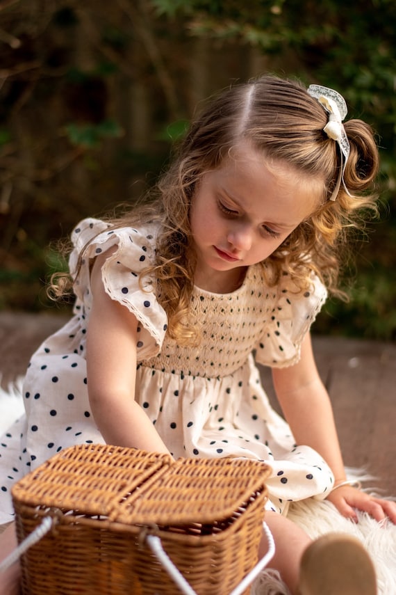 cream smocked dress Velga smocked cotton dress Cream Cream / M/L