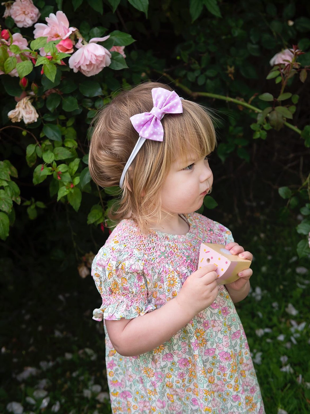 Pastel Blossom Hand-Smocked Cotton Dress