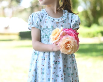 Jade Green Floral Smocked Dress