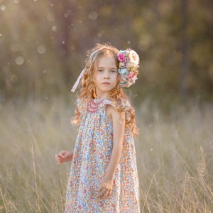 Red Floral Bishop Smocked Dress