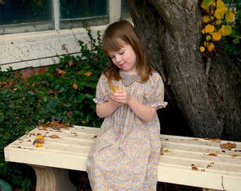 Vintage Floral Bishop Smocked Dress