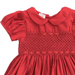 Red character hand smocked dress