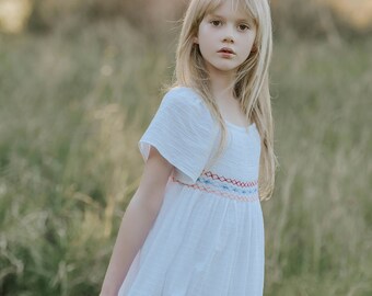 White Beauty Smocked Dress