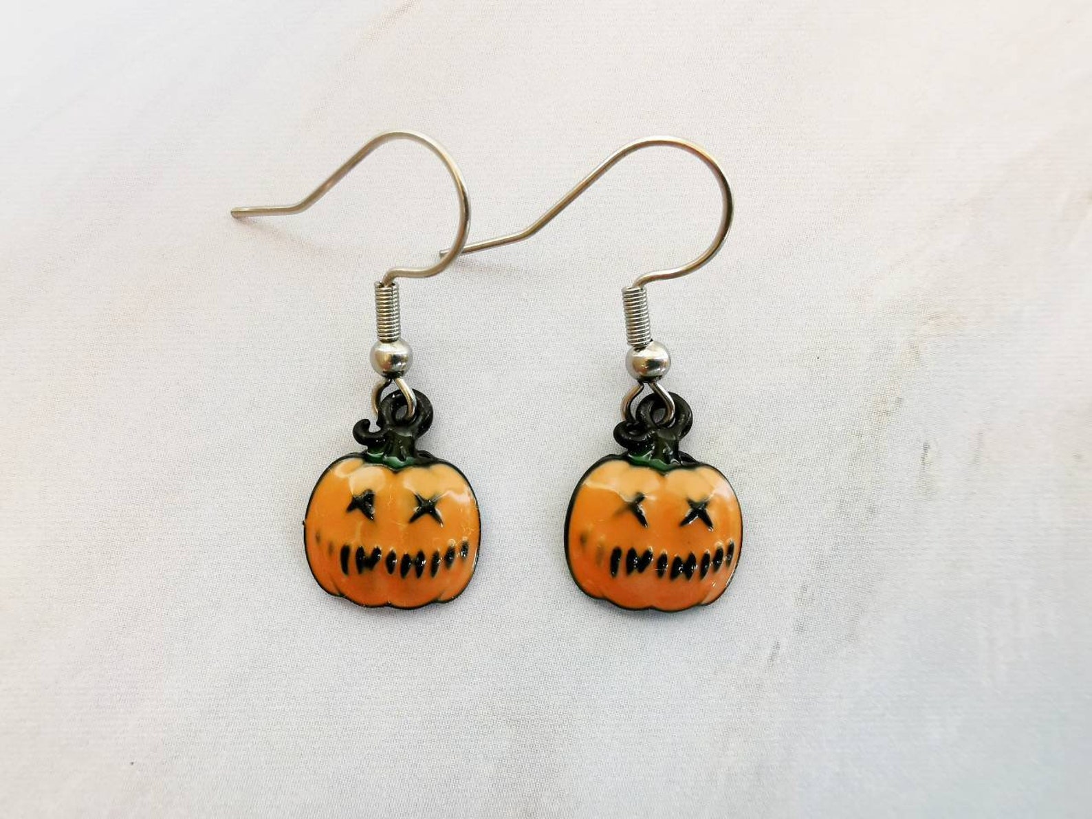 Lighted pumpkin earrings / Unique halloween jewelry Etsy