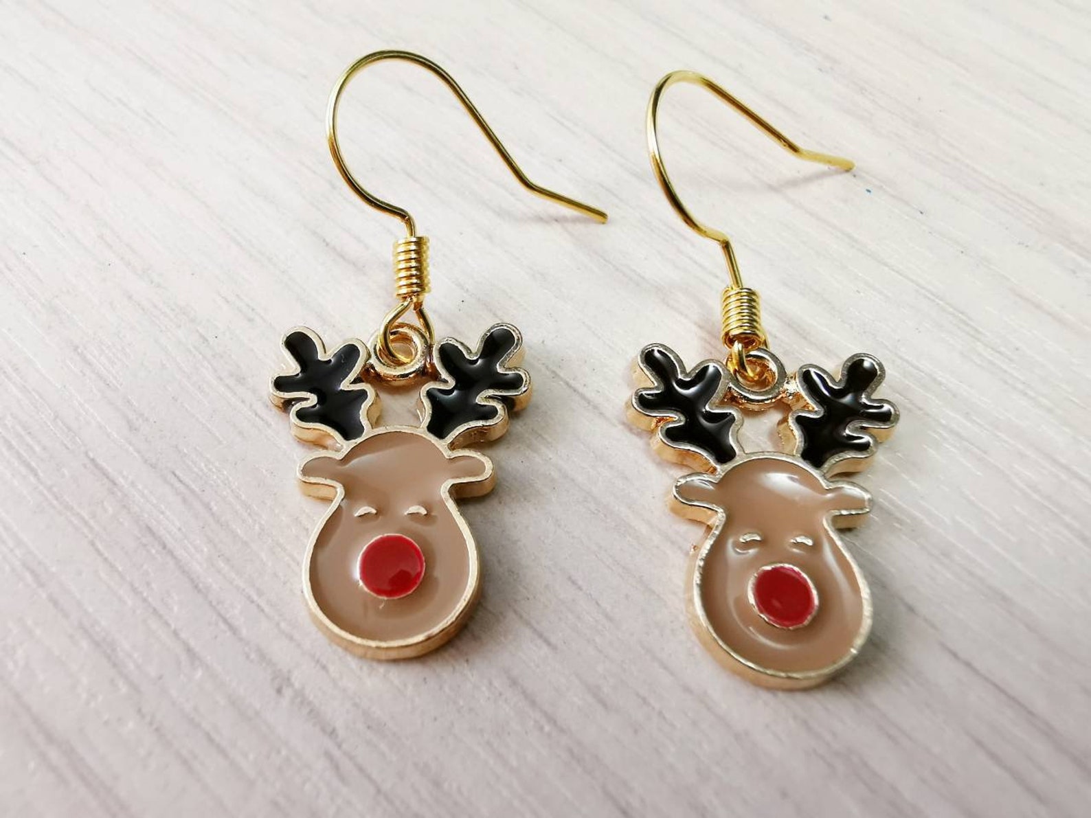 Cute reindeer earrings / Dainty Christmas earrings dangle Etsy