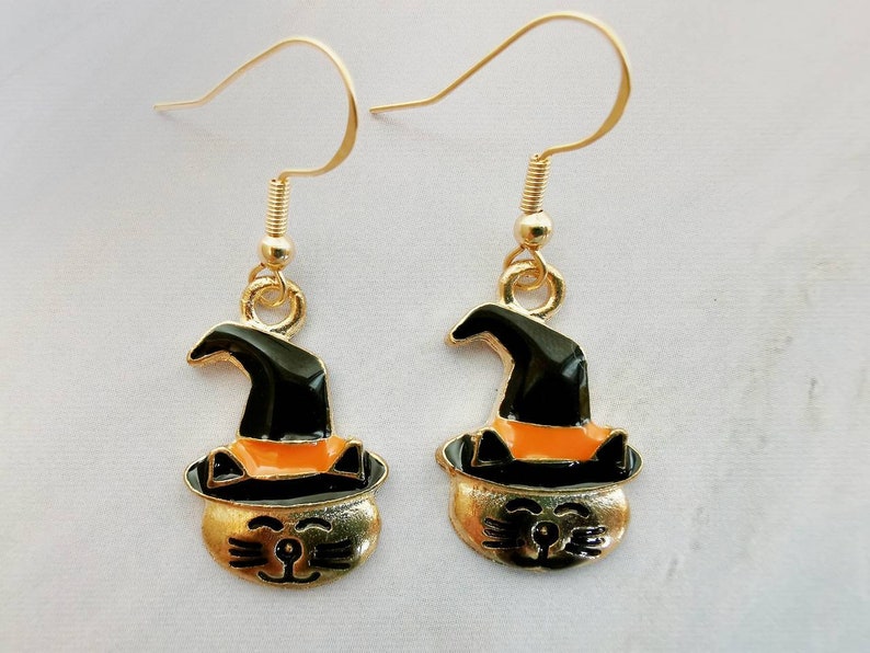 Halloween cat earrings / Cute dangle earrings Etsy