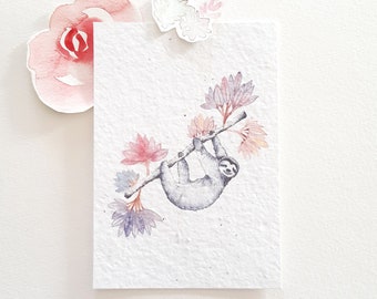 Postcard Paper Seeded Reproduction Watercolor Format 10x15 Lazy Wall Deco