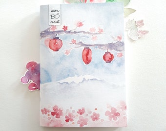 Illustrated notebook Watercolor Paper 48 blank pages A5 format Japanese spring