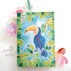 Illustrated Notebook Watercolor Paper 48 white pages Format A5 Toucan
