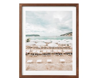 South of France Summer Photography Print, France Print,  French Riviera Photography, [Beach Umbrellas in Villefranche]