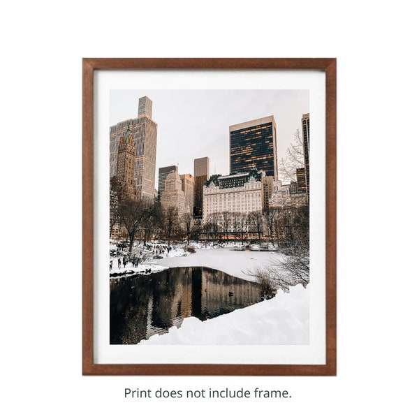 Central Park South in the Snow, Photography Print, Winter in NYC, Snow Central Park Manhattan Print, The Plaza NYC