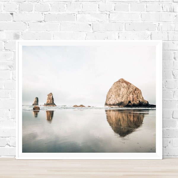 Cannon Beach Oregon Photography Beach Print, Minimal Serene Art Print, Pacific Northwest Art Print, PNW art [