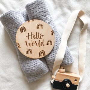 Hello World baby announcement card log slice new baby baby gift image 3