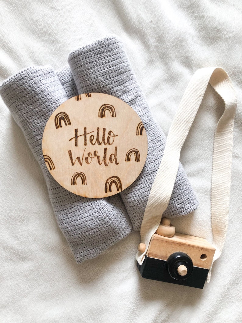 Hello World baby announcement card log slice new baby baby gift image 3