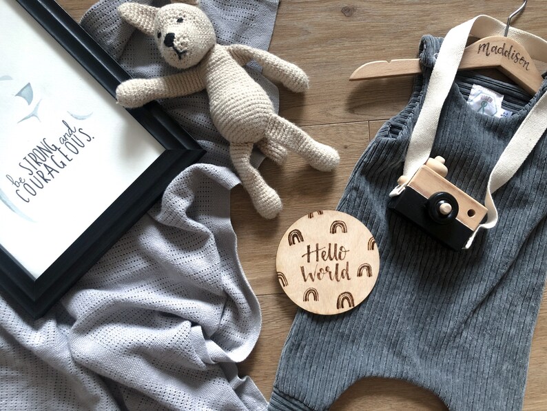 Hello World baby announcement card log slice new baby baby gift image 4