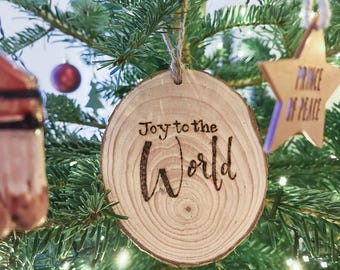 Décoration de sapin de Noël chrétienne « Joie au monde »