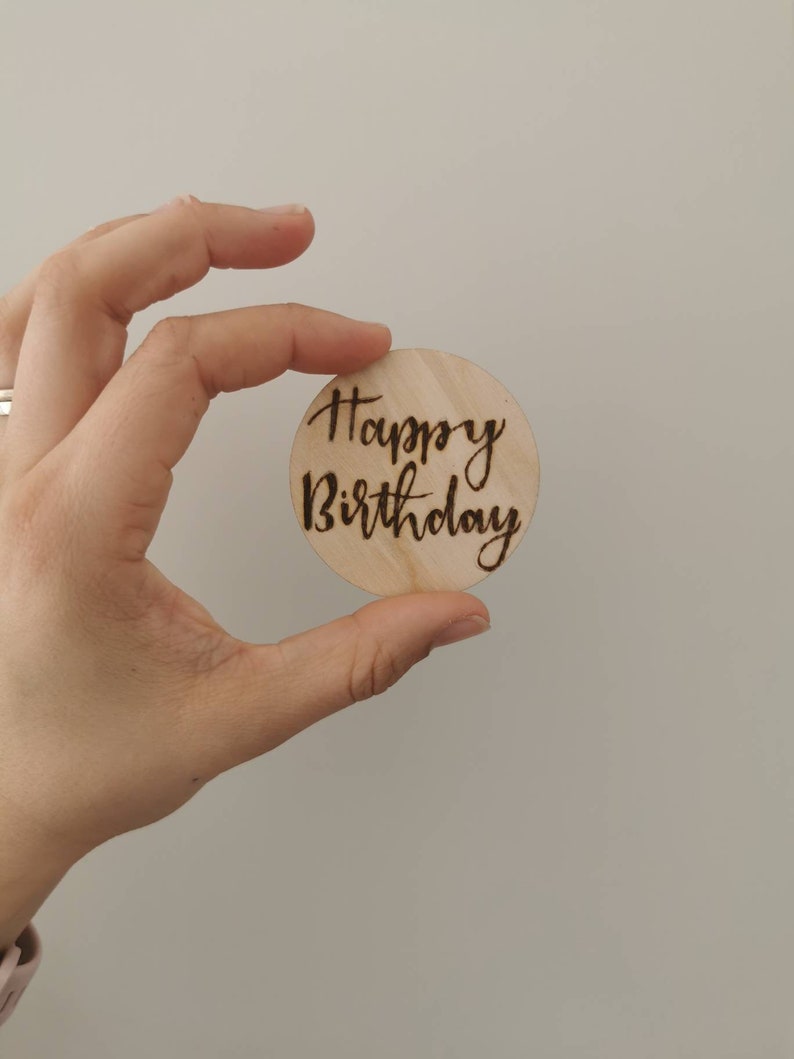 Feliz cumpleaños pastel topper etiqueta de madera Etiqueta de madera imagen 6