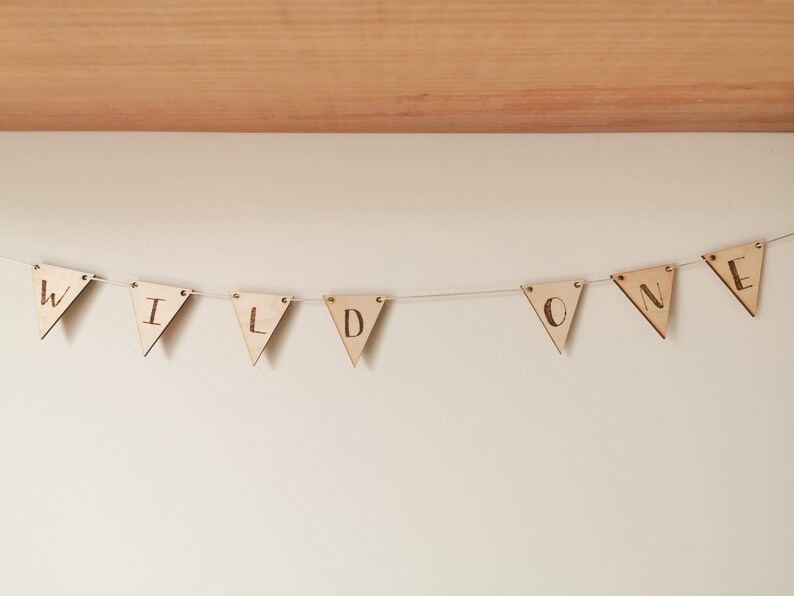 Wild One' child prop wooden child prop bunting, 1st birthday bunting, child decor, nursery interiors image 2